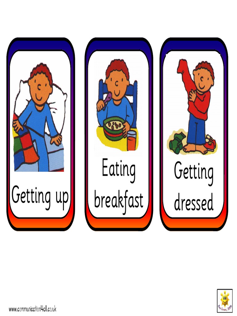 DAily Routine Cards | PDF | Eating Behaviors Of Humans | Meal