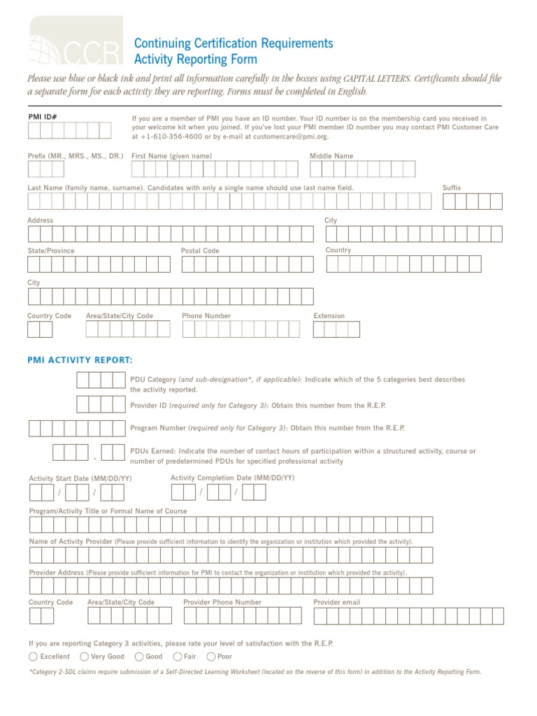 PMI Activity Reporting Form Guide | PDF | Project Management | Risk ...