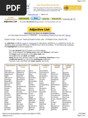 List of Adjectives