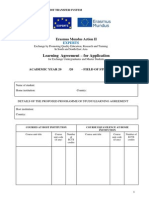 Learning Agreement - For Application: Erasmus Mundus Action II