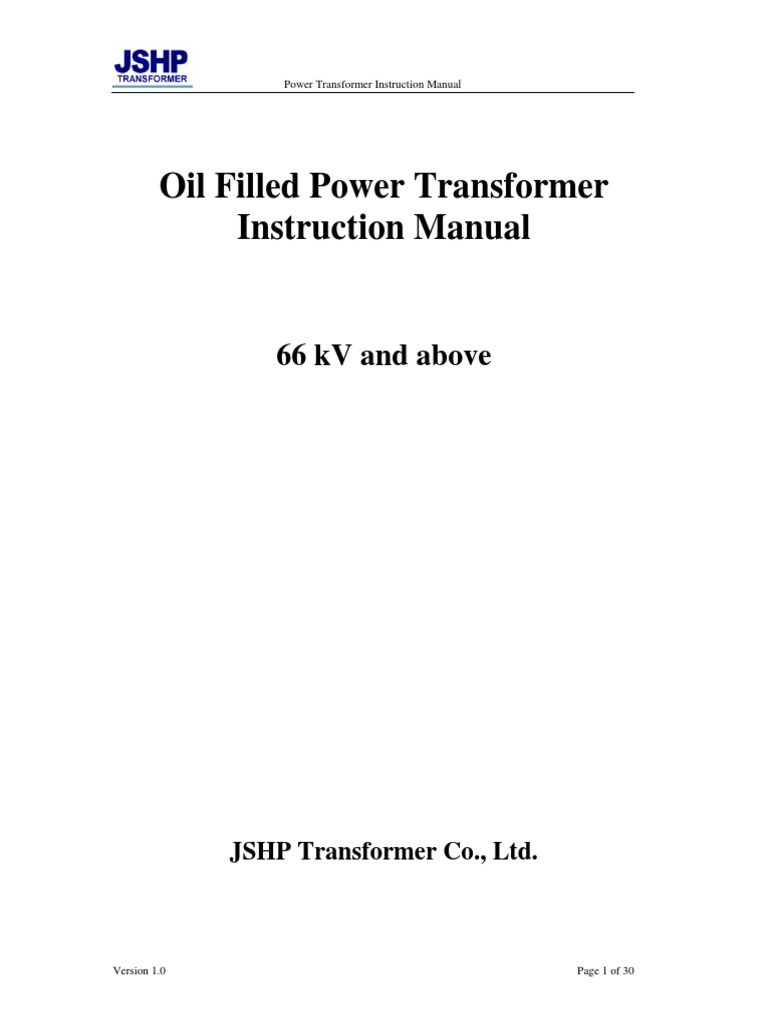 69kV and Above Oil Immersed Transformer Instruction Manual | PDF ...