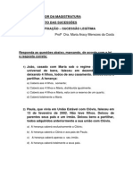 Direito sucessório - Exercícios de fixação sobre sucessão legítima