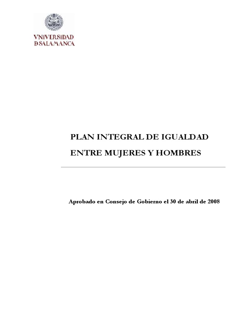 Plan Igualdad Universidad Salamanca | PDF | Igualdad de género ...
