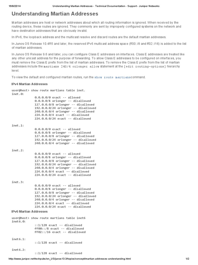 Martian Addresses in Networking | PDF | I Pv6 | Routing