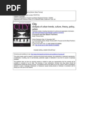 Brady Thomas Heiner - Foucault and the Black Panthers | City 11.3