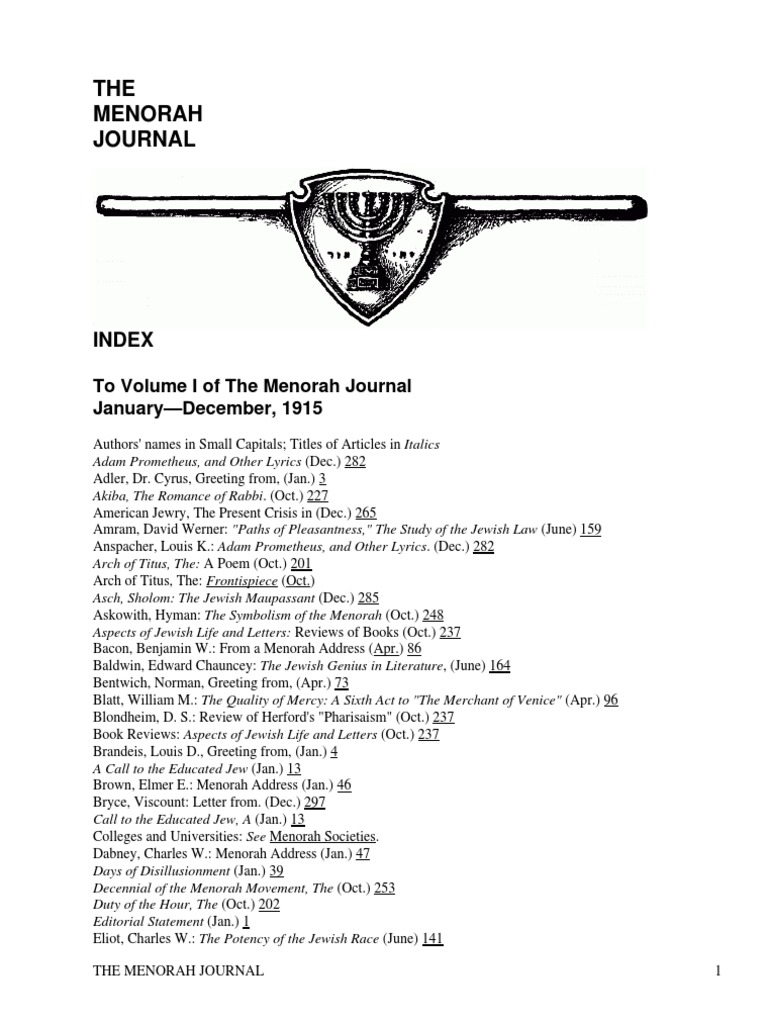 The Menorah Journal, Volume 1, 1915 by Various PDF Project