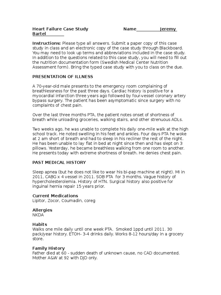 Heart Failure Case Study 1 Fall 2014 Jeremy PDF Coronary Artery
