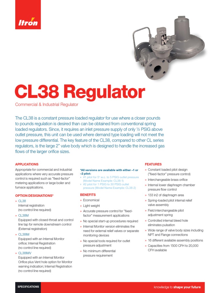 CL38 Commercial and Industrial Regulator | PDF | Valve | Pressure