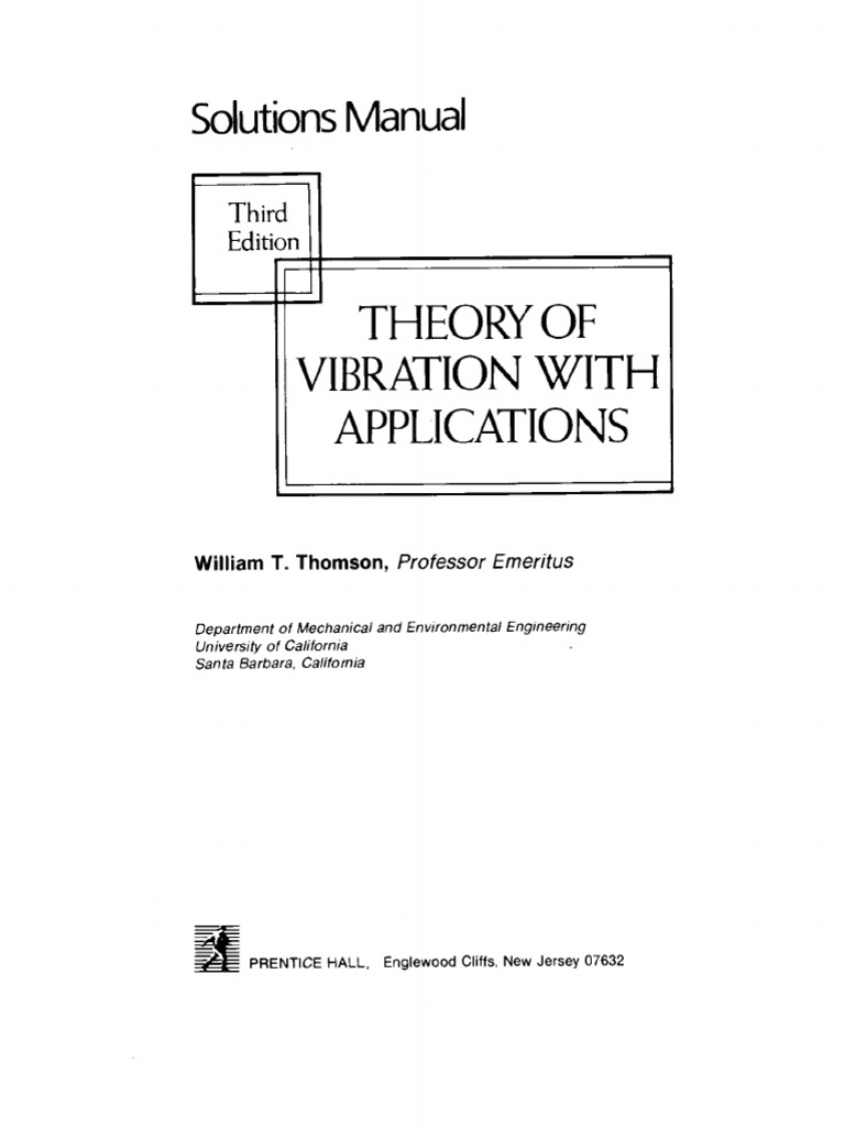 Theory of Vibration With Application 3rd Solution | PDF