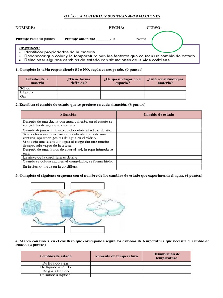 Cambios de Estado de la Materia | PDF | Gases | Líquidos