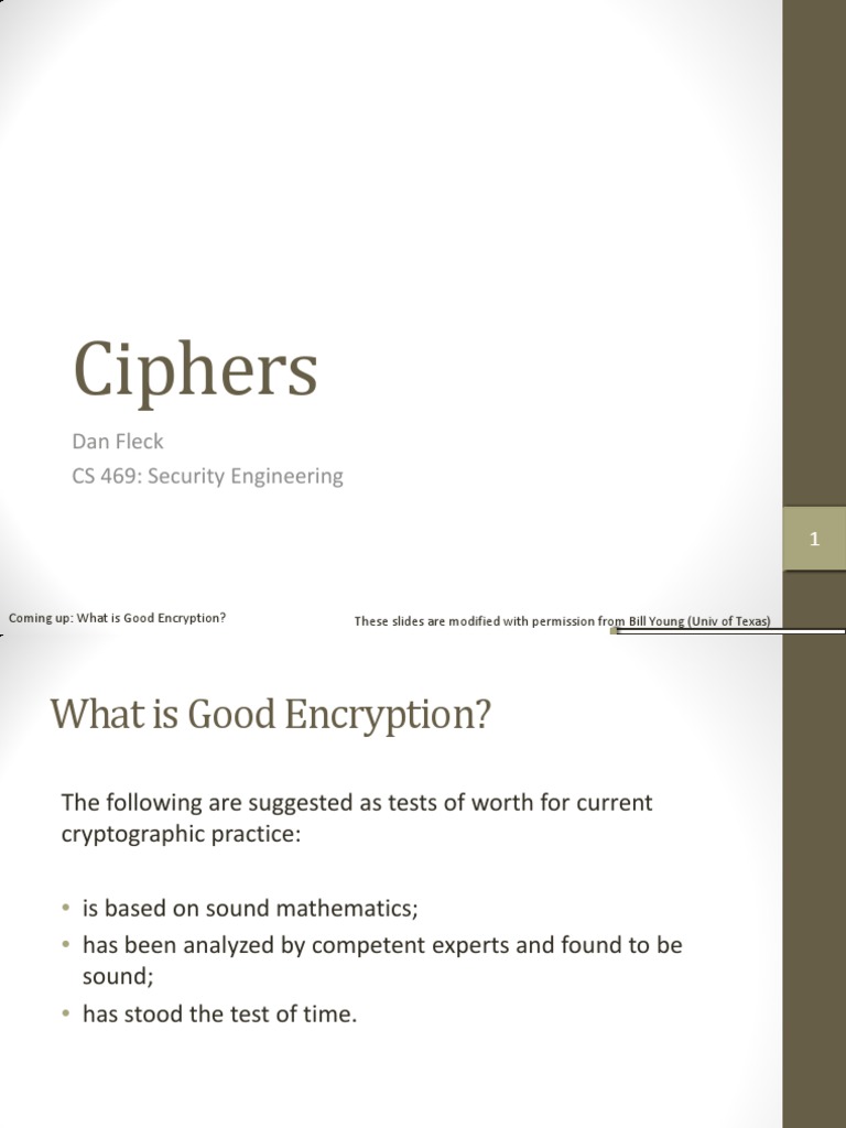 Ciphers: Dan Fleck CS 469: Security Engineering | PDF | Teaching ...