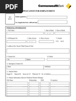 Application Form For Employment