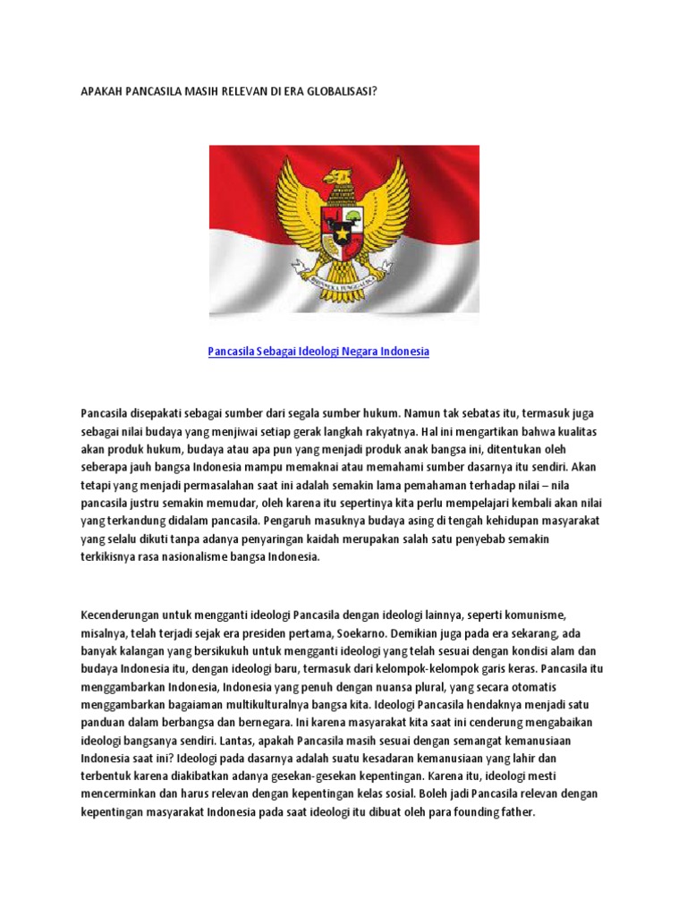 Apakah Pancasila Masih Relevan Di Era Globalisasi