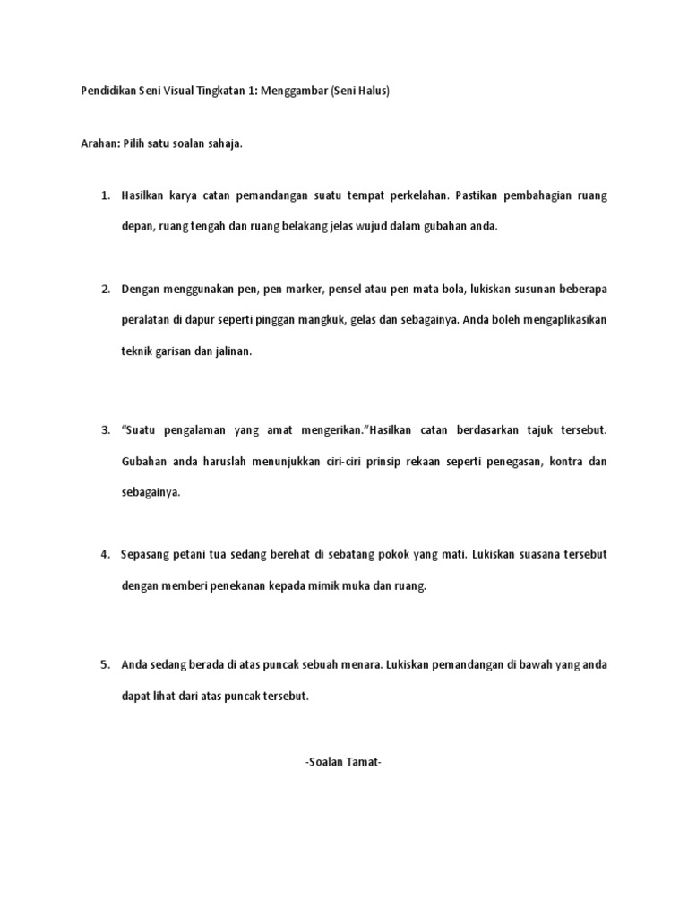 Pendidikan Seni Visual Tingkatan 1 Pdf
