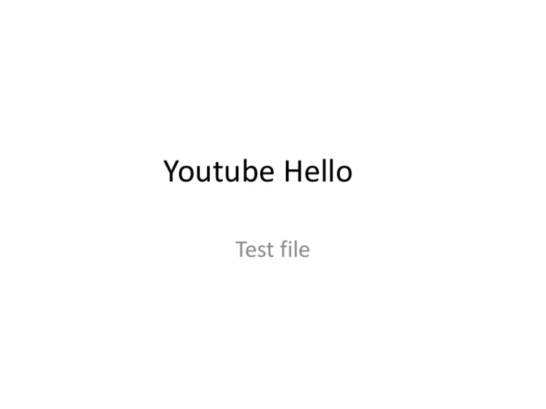 Youtube Hello | PDF
