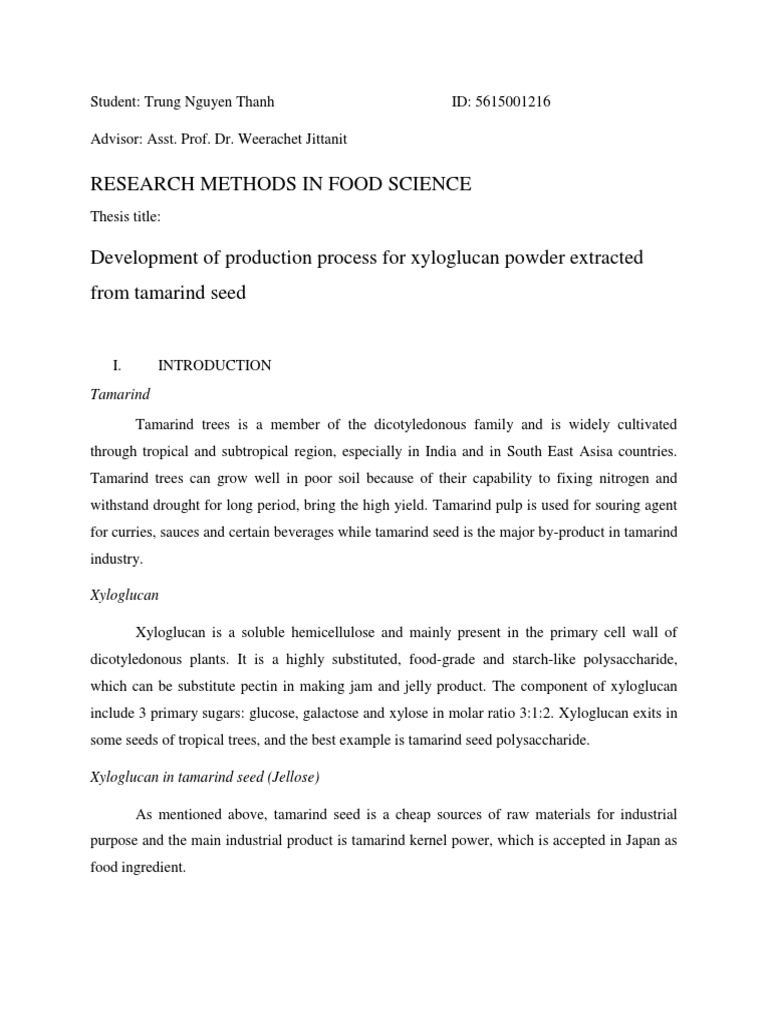 research proposal in food science and technology pdf