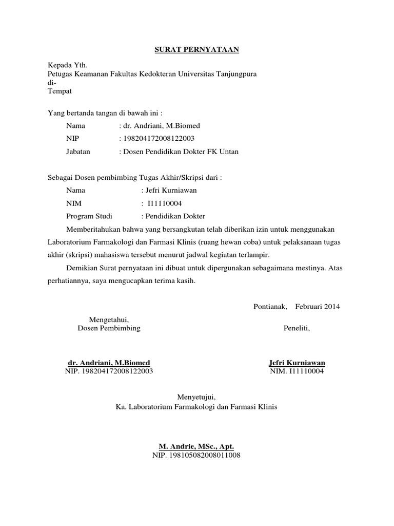 Surat Pernyataan Ke Petugas Keamanan Satpam Ryan Pdf