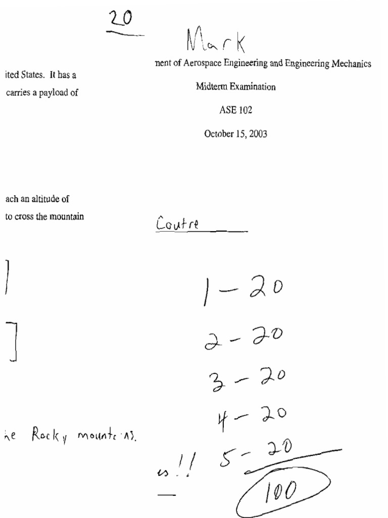 Aerospace Engineering Midterm Exam | PDF | Aircraft | Flight