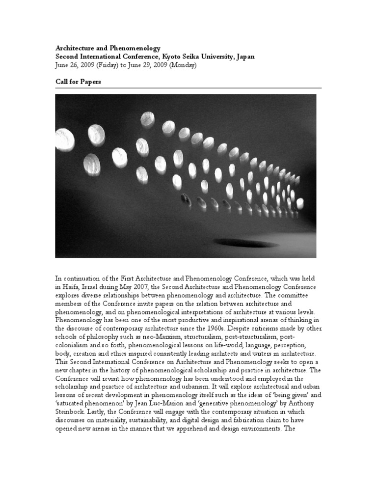 Architecture and Phenomenology2 | PDF | Phenomenology (Philosophy ...