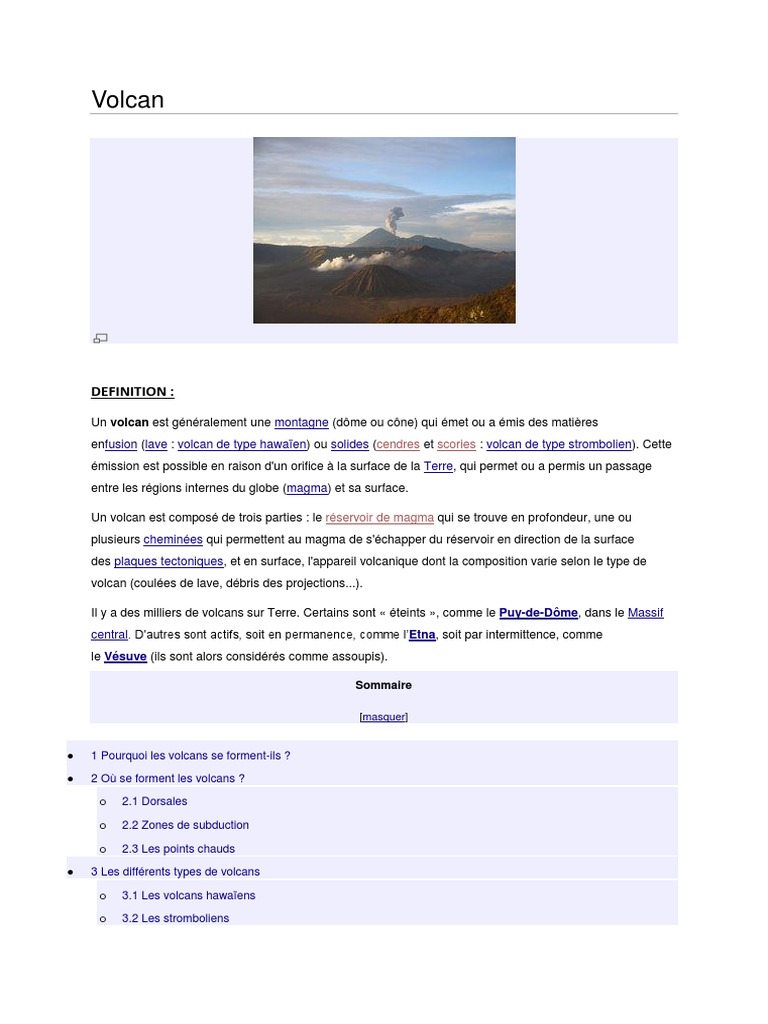Types de volcans et éruptions | PDF | Volcan | Lave