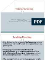 Directing/Leading: Source: Management - A Global Perspective by Weihrich and Koontz 11 Edition