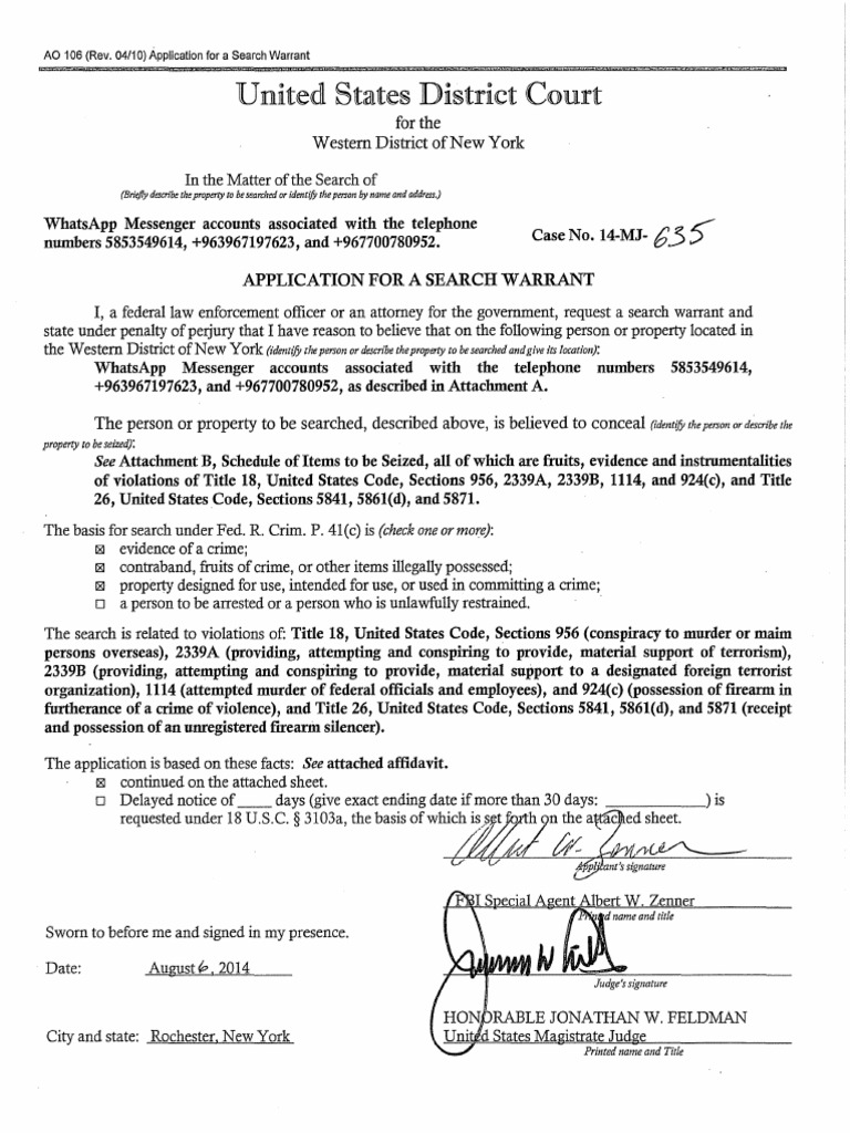 Application For Search Warrant | PDF