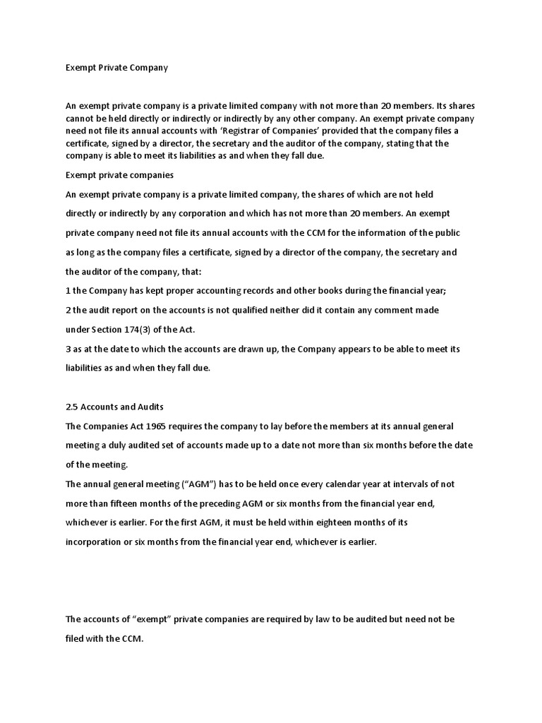 exempt private company malaysia