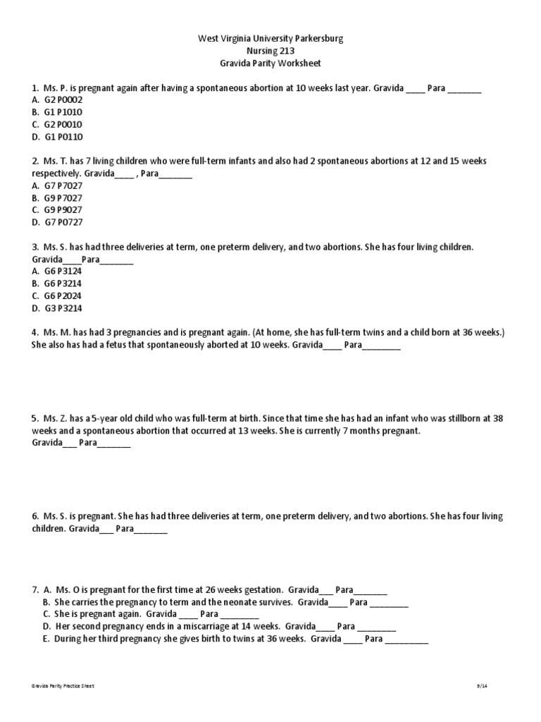Gravida Para Examples With Twins