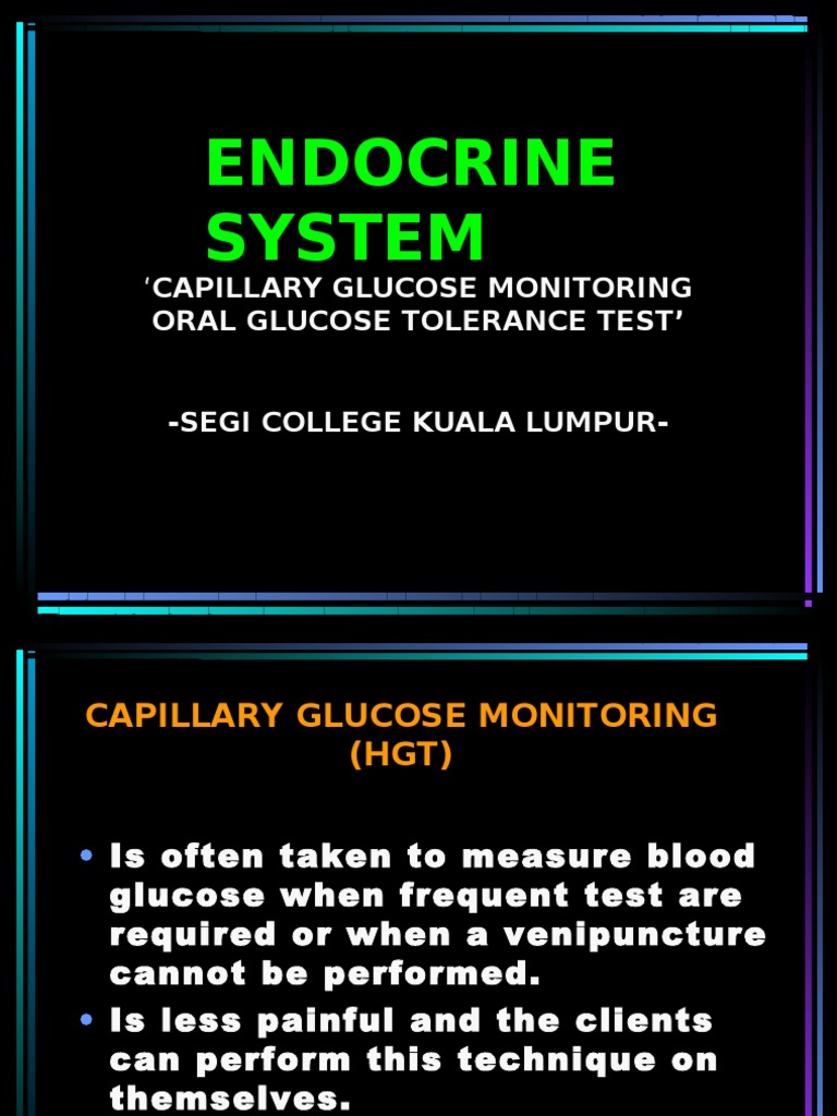 Endocrine System: Capillary Glucose Monitoring | PDF | Prediabetes ...