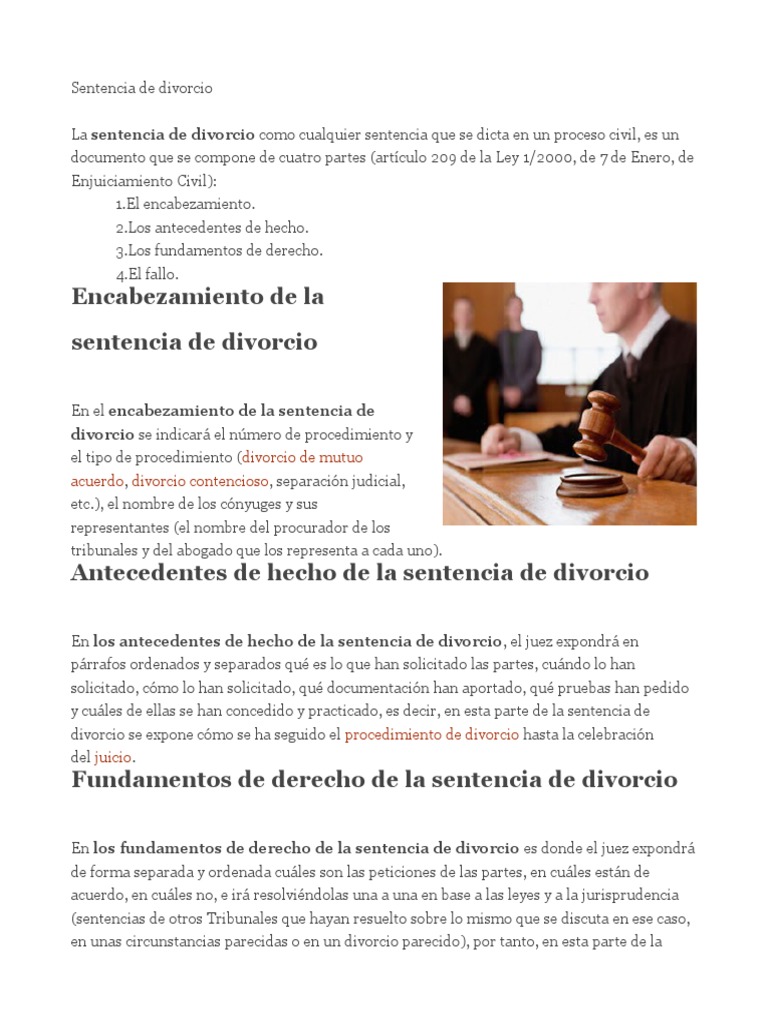 Sentencia de Divorcio | PDF | Divorcio | Sentencia (Ley)