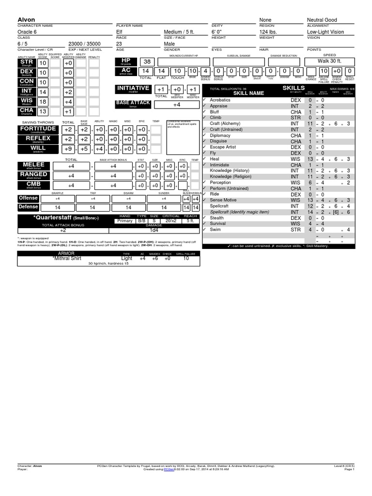 STR DEX CON INT WIS CHA HP AC: Alvon | PDF | Magic (Paranormal)