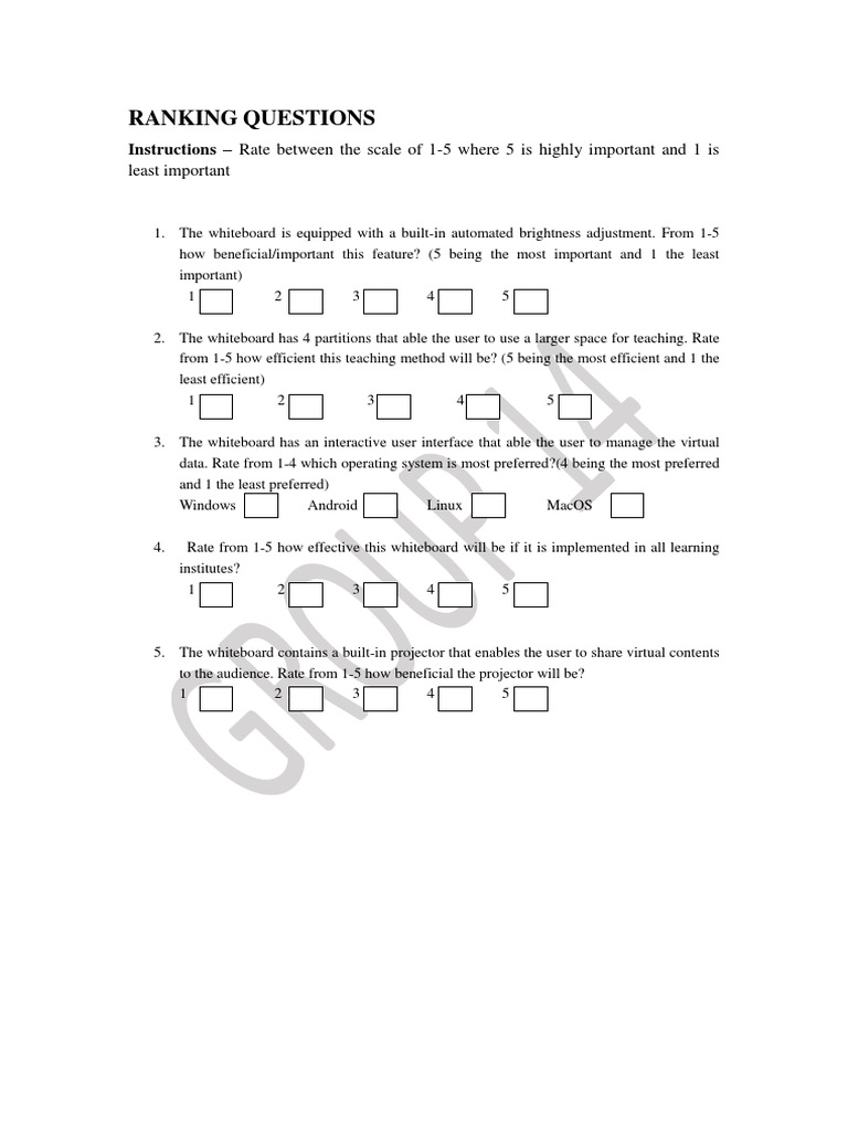 Ranking Questions: Instructions | PDF