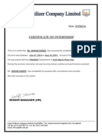 Certificate of Internship: Ref No. 316/14 Date: 07/09/14