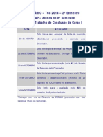 Calendário Tcc 2014 - 9º Semestre - 2014-1