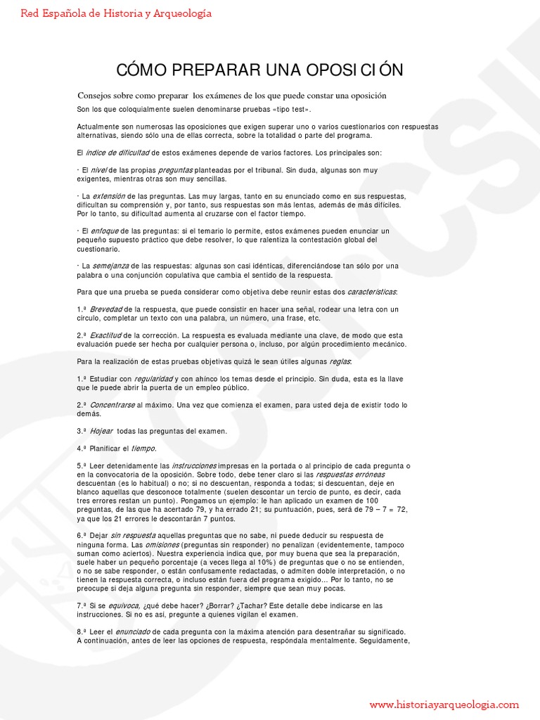 Como Preparar Una Oposicion | PDF | Cuestionario