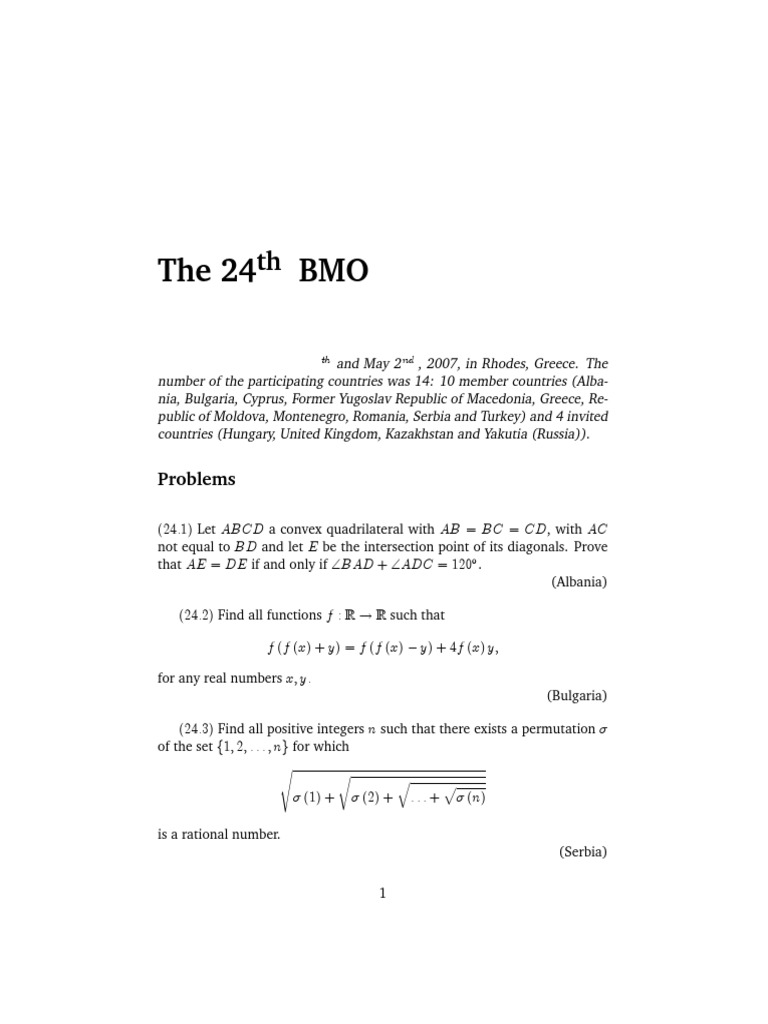 Balkan Math Olympiad 2025 Pdf Vinni Jessalin