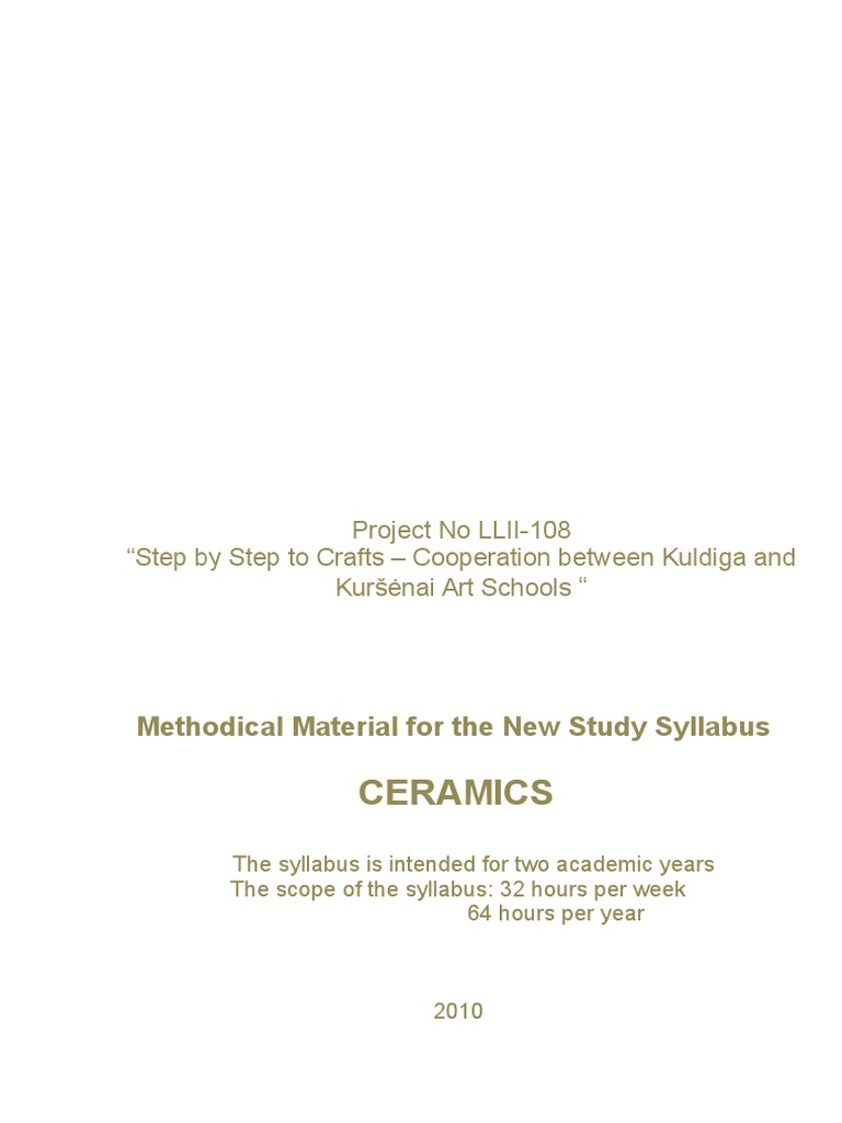 Ceramics Methodical Material For The New Study Syllabus PDF