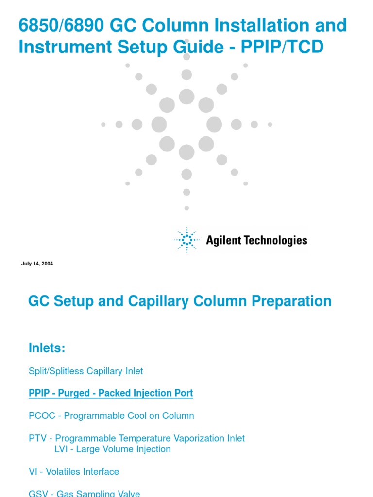 6850/6890 GC Column Installation and Instrument Setup Guide PPIP/TCD