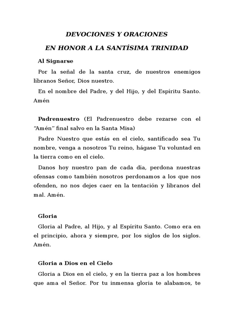 Oraciones en Honor de La Santisima Trinidad | PDF | orador del Señor ...