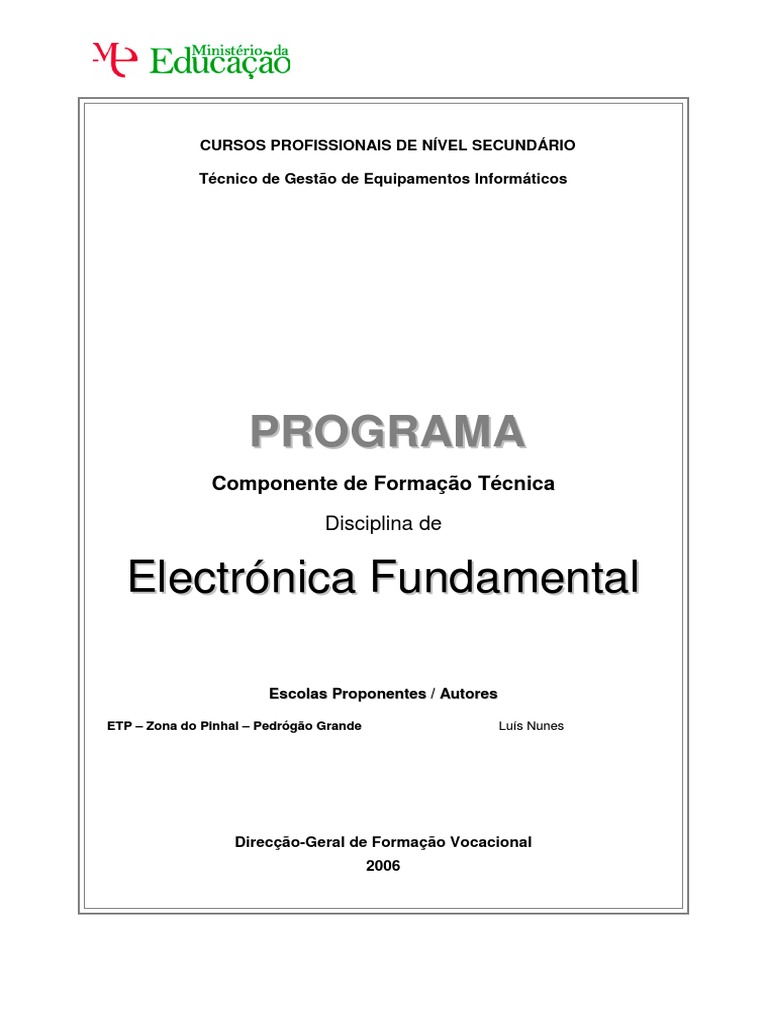 Programa de Electrónica Fundamental | PDF