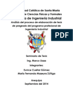 Análisis Del Proceso de Elaboración de Tesis de Pregrado Del Programa Profesional de Ingeniería Industrial