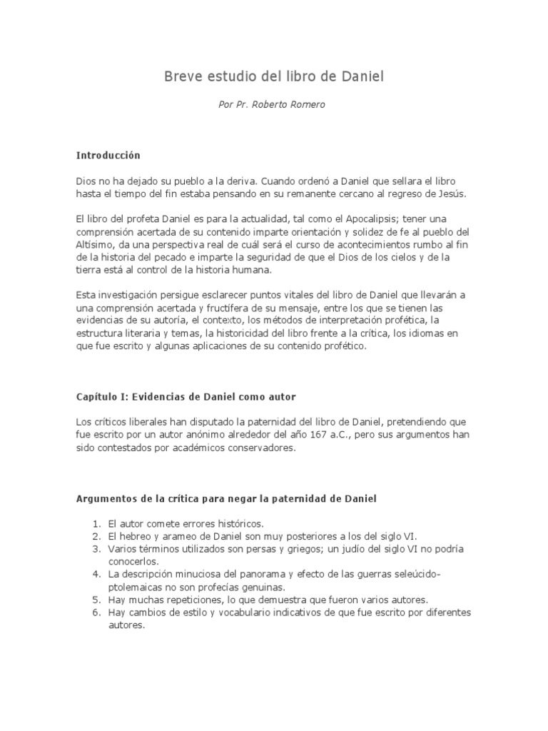 Breve Estudio Del Libro de Daniel | PDF | Daniel (figura bíblica ...