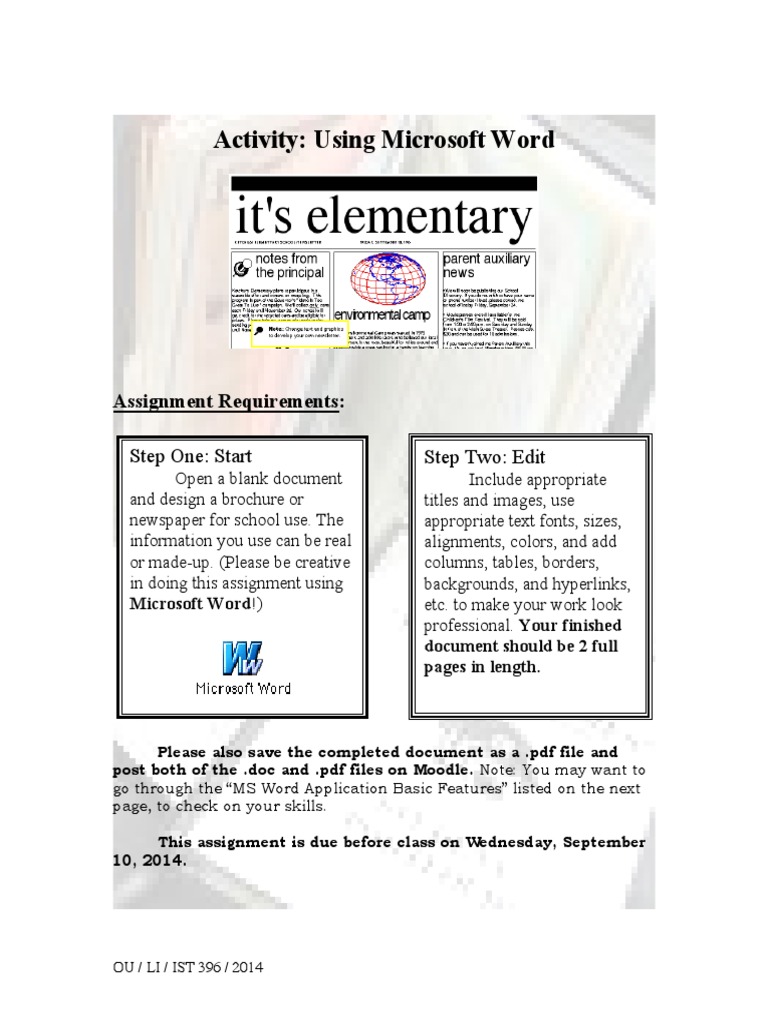 Microsoft Word Brochure Assignment | PDF