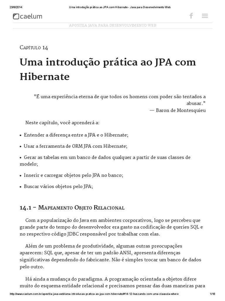Introdução ao JPA com Hibernate | PDF | Paradigmas de programação ...