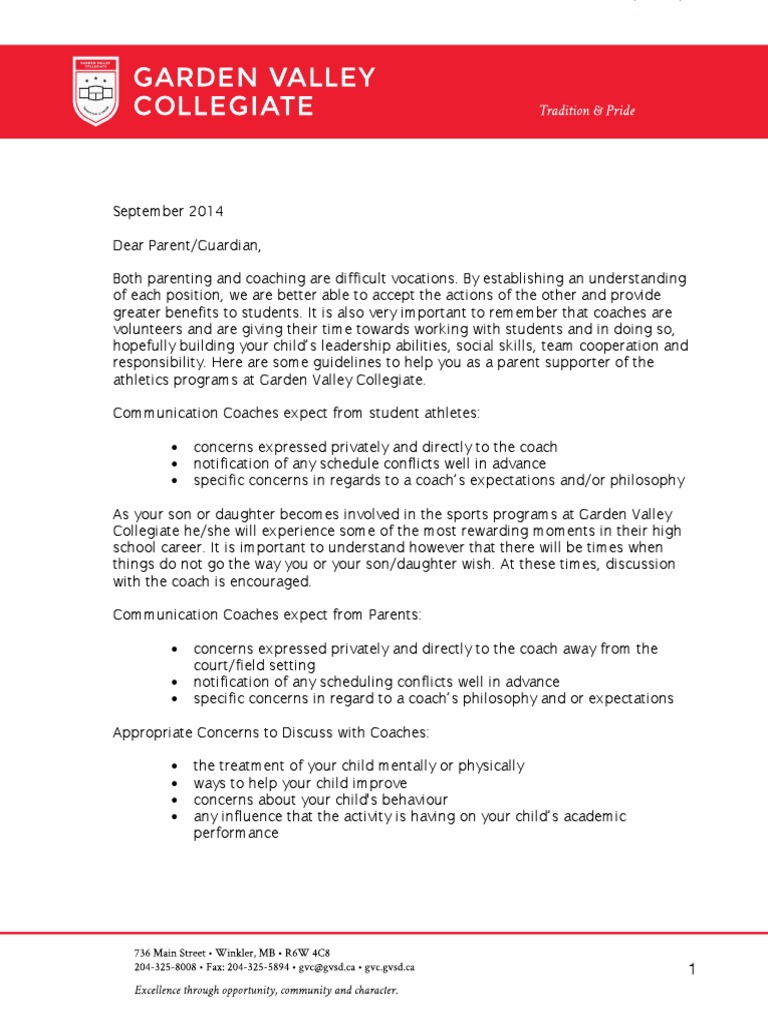 Volleyball Parent Letter 2014 Pdf Parenting Relationships