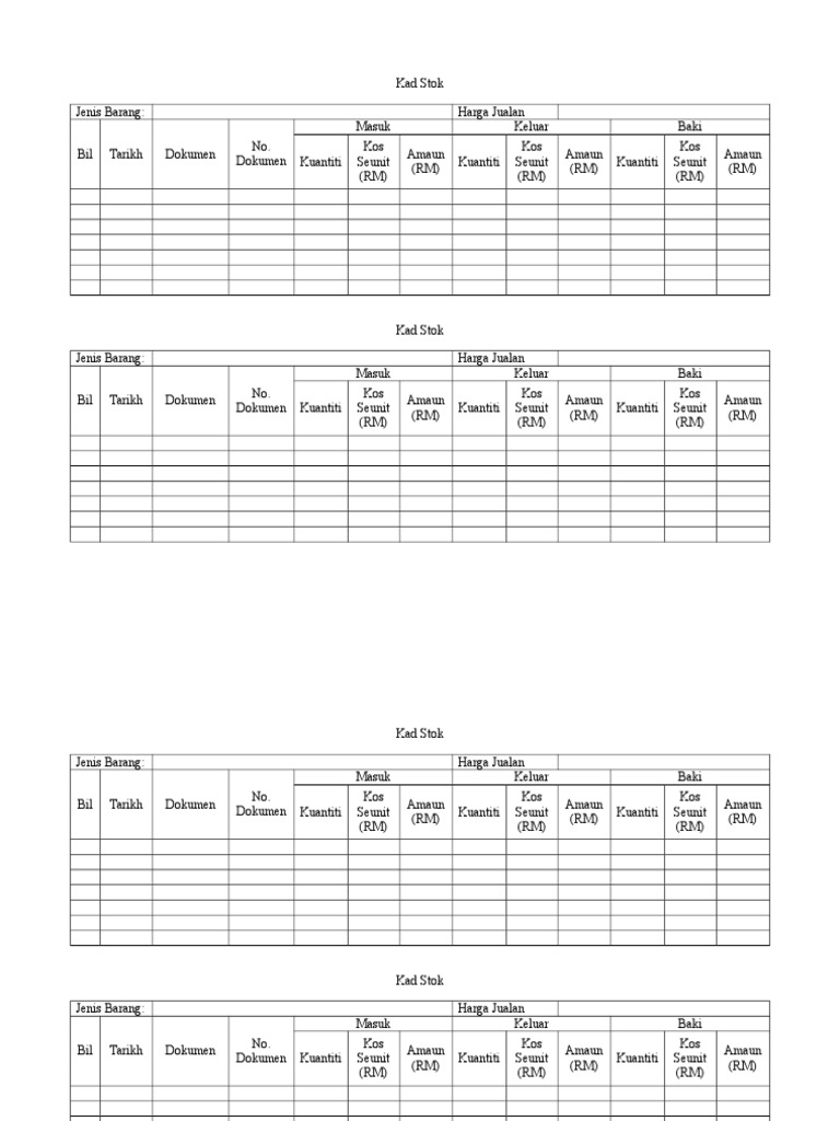 Contoh Kad Stok Untuk Folio Akaun Pdf