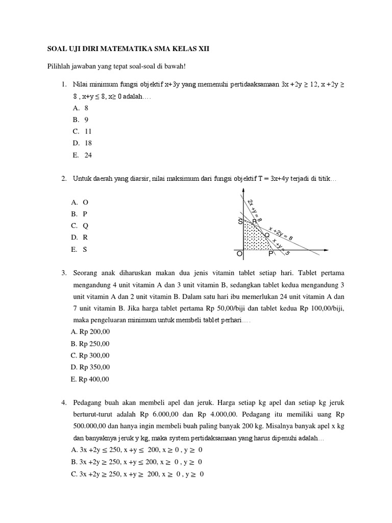 Soal Uji Diri Matematika Sma Kelas Xii