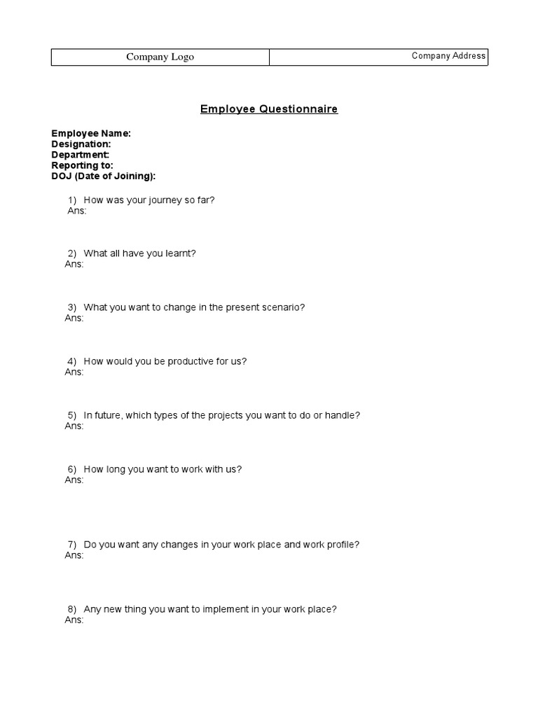 Employee Questionnaire: Company Logo | PDF