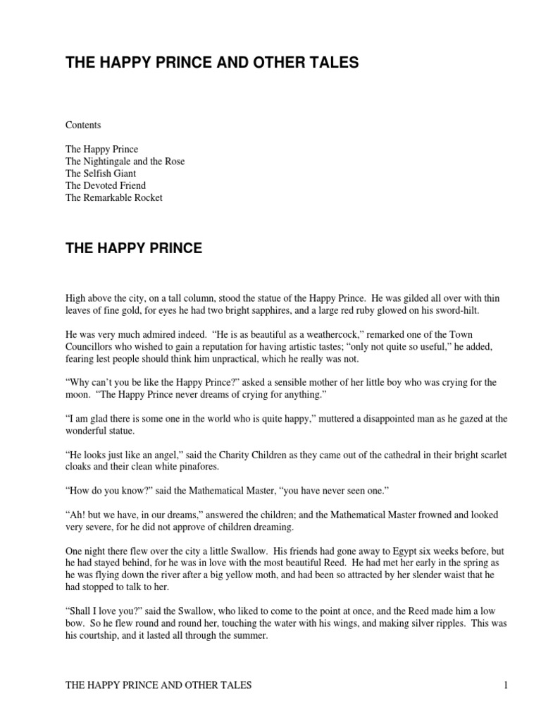 The Happy Prince and Other Tales by Wilde, Oscar, 1854-1900 | PDF | The ...