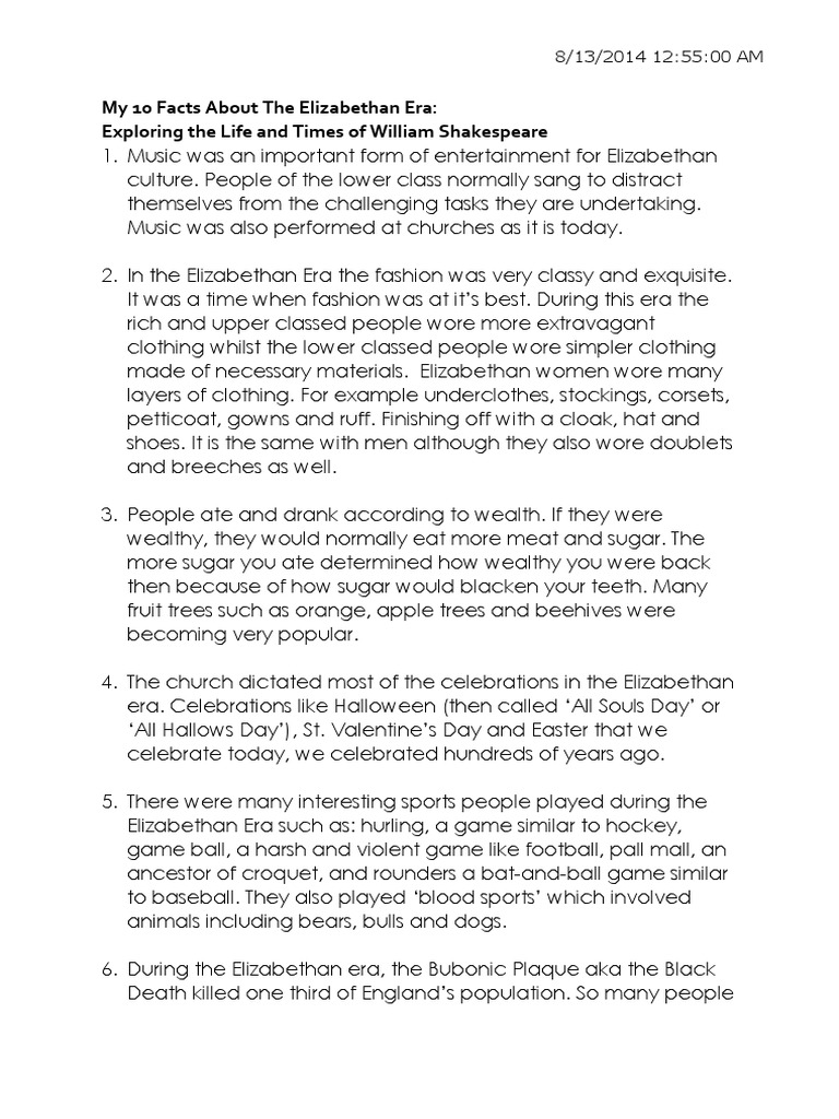 my 10 facts about the elizabethan era Elizabethan Era Clothing